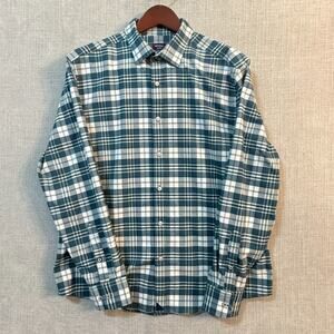 UNTUCKit 4-Way Stretch Performance Flannel Shirt Mens XL Teal Plaid Ferney